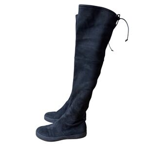 Stuart Weitzman - Black Suede Over-the-Knee Platform "Playtime" Boots, size 9